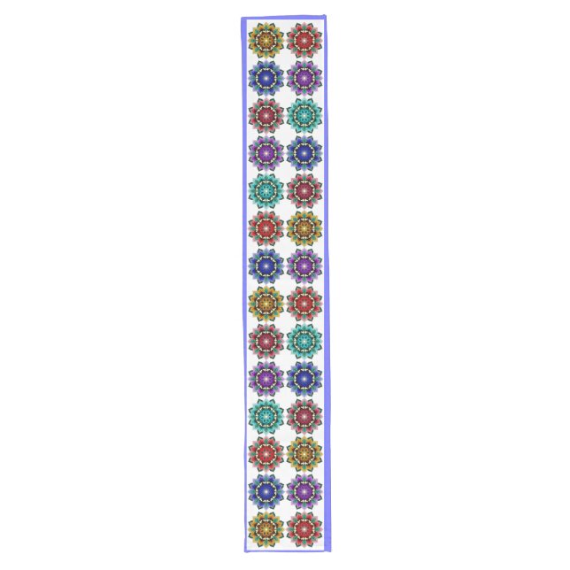 Mandala in verschiedenen Farben Großer Tischläufer (Vorderseite)