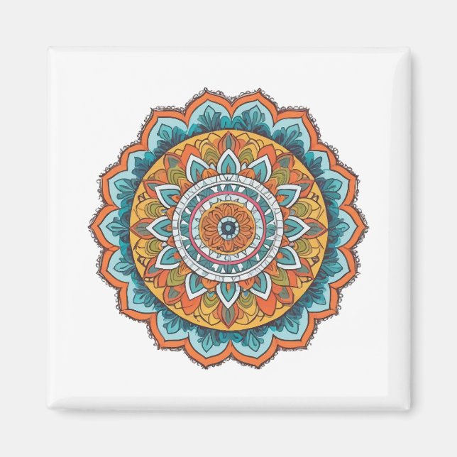 Mandala in verschiedenen Farben Magnet (Vorne)