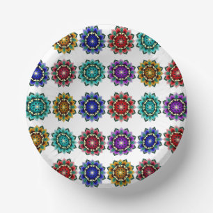 Mandala in verschiedenen Farben Pappteller