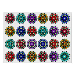 Mandala in verschiedenen Farben Poster