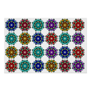 Mandala in verschiedenen Farben Poster