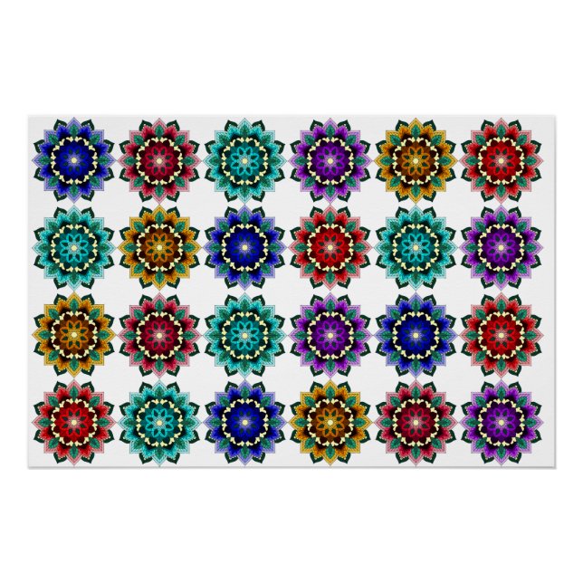 Mandala in verschiedenen Farben Poster (Vorderseite)