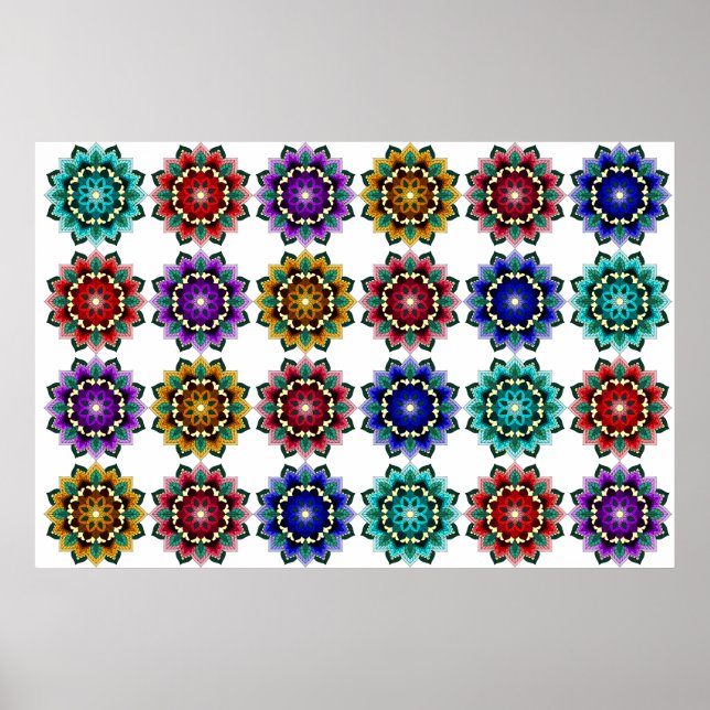 Mandala in verschiedenen Farben Poster (Vorne)