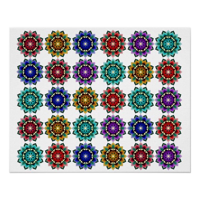 Mandala in verschiedenen Farben Poster (Vorderseite)