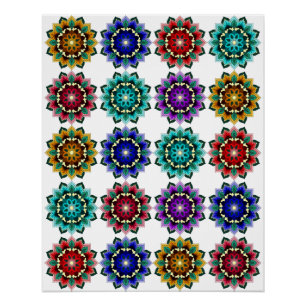 Mandala in verschiedenen Farben Poster