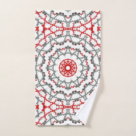 Mandala in weiß, rot und khaki. handtuch