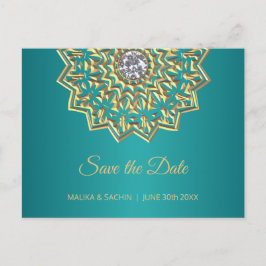 Mandala Indian Aquamarin Blue Wedding SPAREN DAS D Ankündigungspostkarte