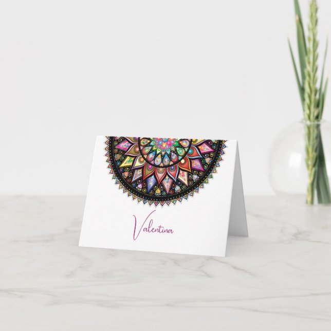 Mandala, Indien Inspirierte Note Card Dankeskarte (Vorderseite)