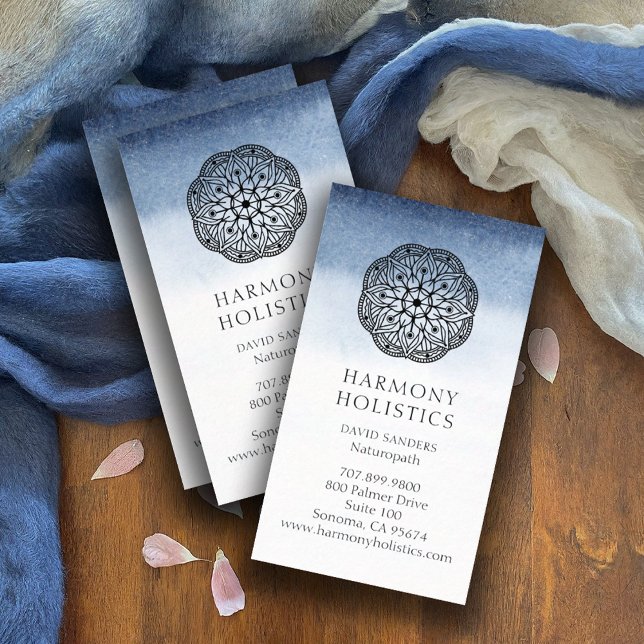 Mandala Indigo White Holistic Health Visitenkarte (Von Creator hochgeladen)