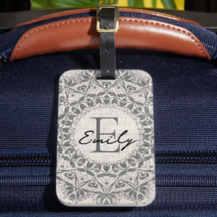 Mandala Individuelle Name Monogram, hellgrau Gepäckanhänger