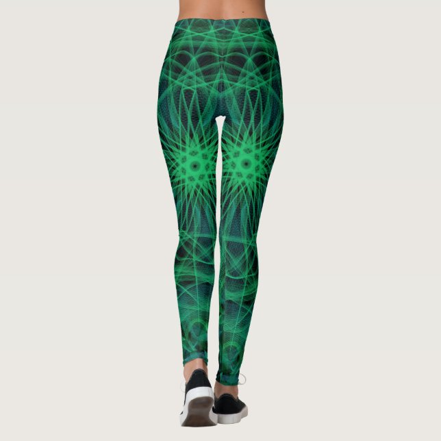 Mandala inspiriert Leggings, grün und schwarz Leggings (Rückseite)