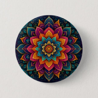 Mandala-inspirierte Blumenkunst Button