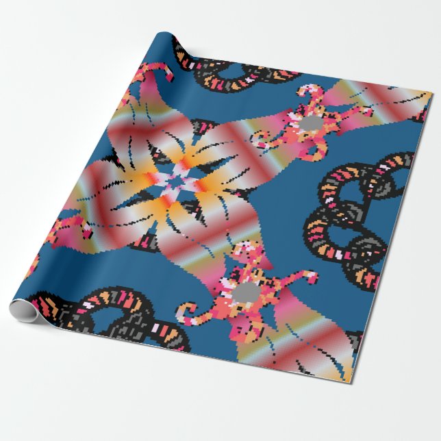 Mandala ist auf einem gelben Hintergrund gefärbt.  Geschenkpapier (Ungerollt)