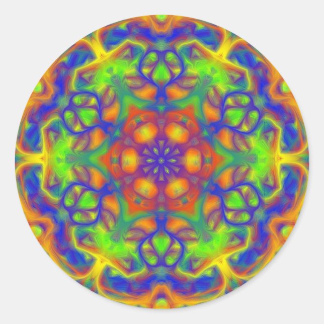 Mandala Joy Runder Aufkleber (Vorderseite)