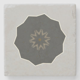 Mandala Kaleidoscope Black auf Grau Steinuntersetzer