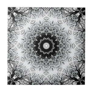 Mandala kaleidoskop schwarz grau weiß fliese