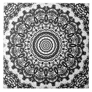Mandala, Kaleidoskop, schwarz-weiß, Ziergegend Fliese