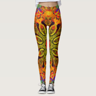 Mandala, Kaleidoskopisches Design in Gold Leggings