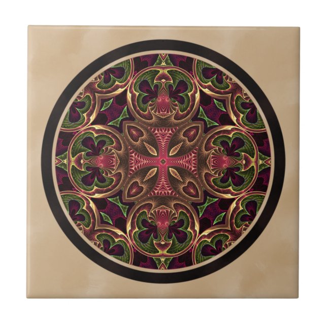 Mandala, kaleidoskopisches queresabstraktes fliese (Vorderseite)