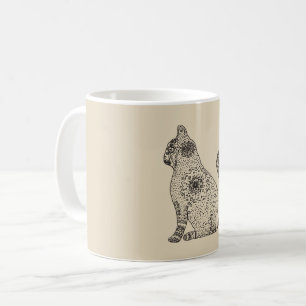 Mandala-Katze Weiß 325 ml Classic-Mug Tasse