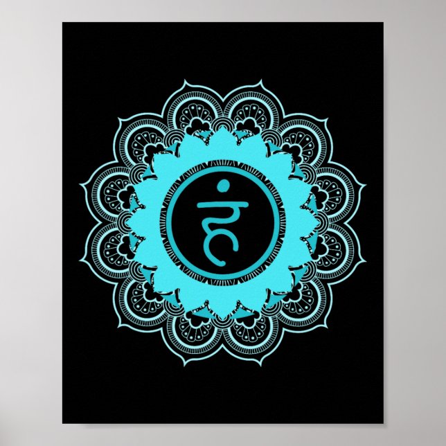 Mandala Kehlkopf-Chakra Vishuddha Poster (Vorne)