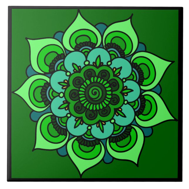 Mandala Keramik Tile Fliese (Vorderseite)
