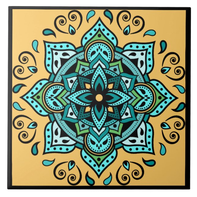 Mandala Keramik Tile Fliese (Vorderseite)