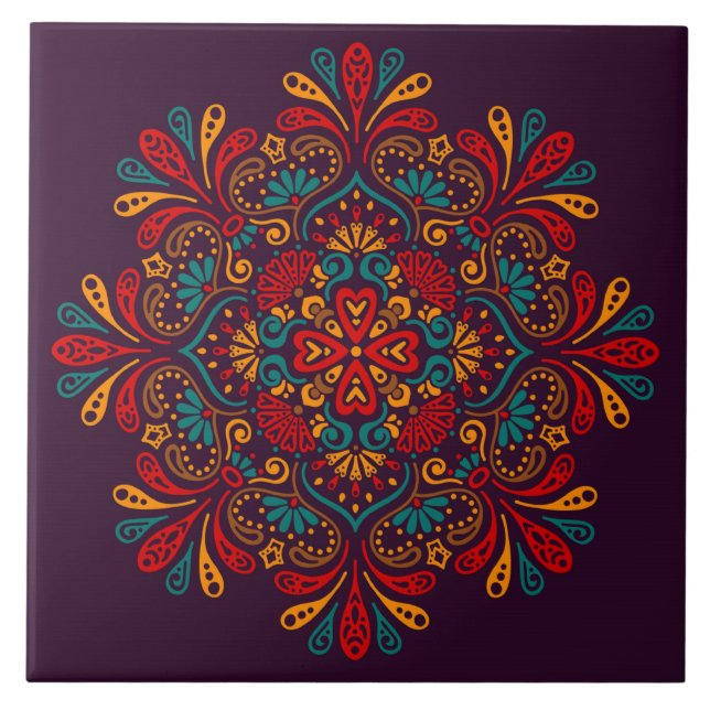 Mandala Keramik Tile Fliese (Vorderseite)