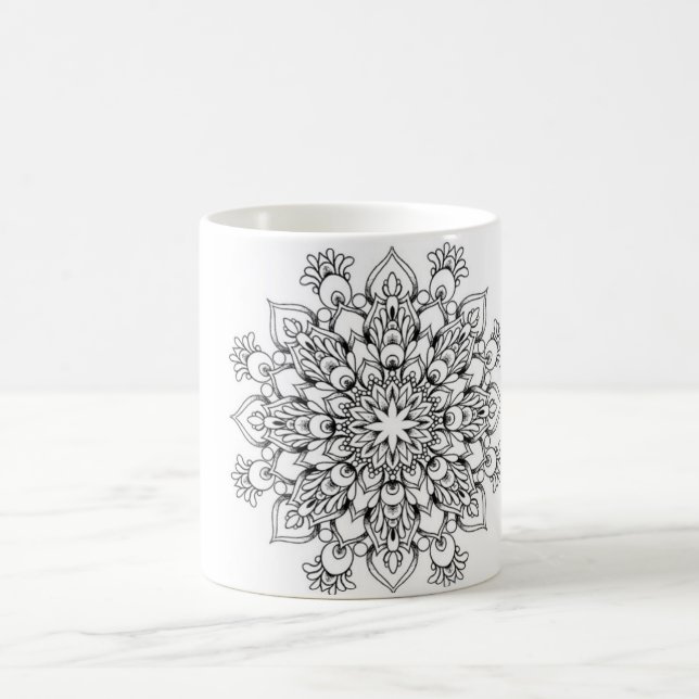 Mandala-klassische weiße Tasse (Mittel)