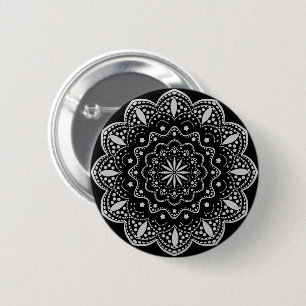 Mandala-Knopf Schwarz und Grau Button