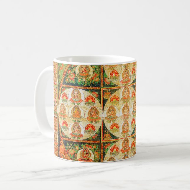 Mandala Kosmisches Diagramm für Meditation Kaffeetasse (Vorderseite Links)
