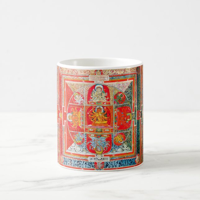 Mandala Kosmisches Diagramm für Meditation Kaffeetasse (Mittel)