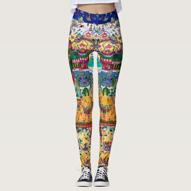 Mandala Kosmisches Diagramm für Meditation Leggings (Vorderseite)