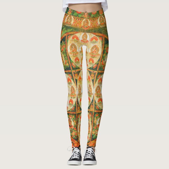 Mandala Kosmisches Diagramm für Meditation Leggings (Vorderseite)