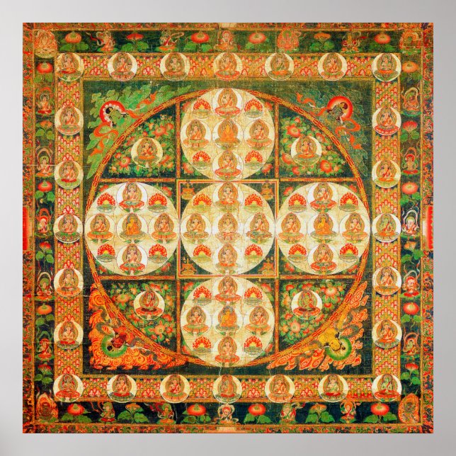 Mandala Kosmisches Diagramm für Meditation Poster (Vorne)