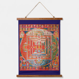 Mandala Kosmisches Diagramm für Meditation Wandteppich Mit Holzrahmen