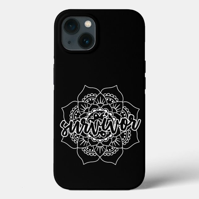 Mandala - Krebsüberlebung in Weiß Case-Mate iPhone Hülle (Rückseite)