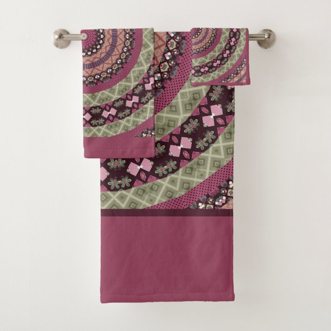 Mandala-Kreis rund um Zierpastellfisch lila Colon Badhandtuch Set (Insitu)