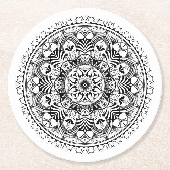 Mandala-Kreis Runder Pappuntersetzer (Vorderseite)