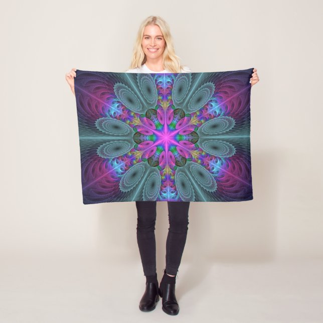 Mandala Kunst, Fraktal und Dichtung Fleecedecke (Beispiel)