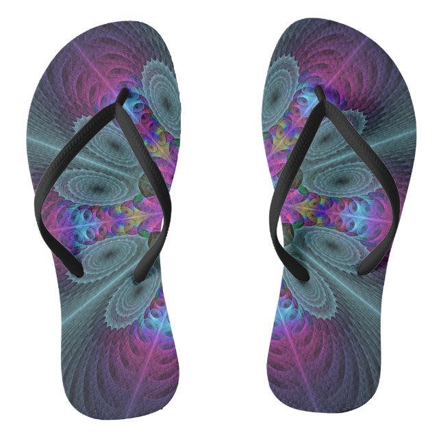 Mandala Kunst, Fraktal und Dichtung Flip Flops (Fußbett)