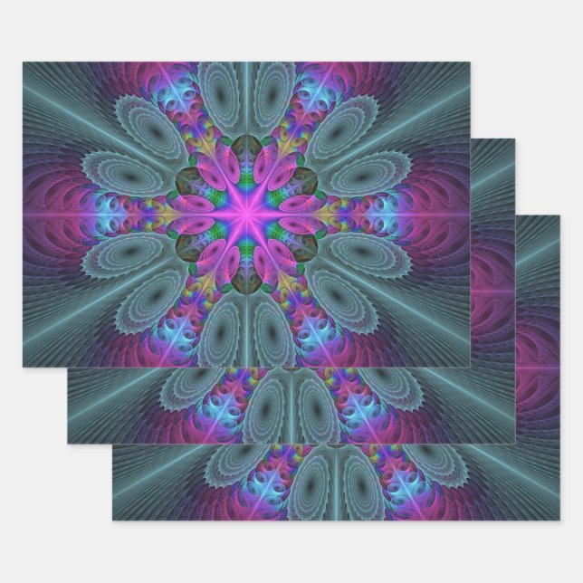 Mandala Kunst, Fraktal und Dichtung Geschenkpapier Set (Set)