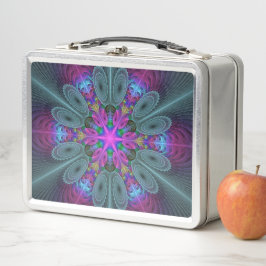 Mandala Kunst, Fraktal und Dichtung Metall Brotdose