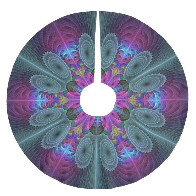 Mandala Kunst, Fraktal und Dichtung Polyester Weihnachtsbaumdecke (Vorderseite)