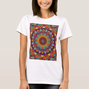 Mandala-Kunst mehrfarbiges Design T-Shirt
