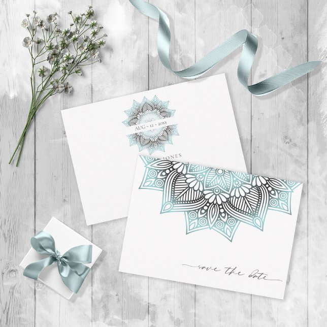 Mandala Lace Ltd. Blue V2 ID968 Save The Date (Von Creator hochgeladen)