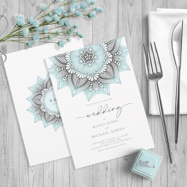 Mandala Lace Rev Wedding Ltd. Blue ID968 Einladung (Von Creator hochgeladen)