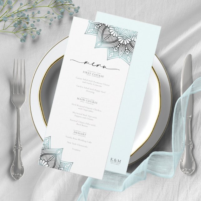 Mandala Lace Rev Wedding Ltd. Blue V2 ID968 Menükarte (Von Creator hochgeladen)