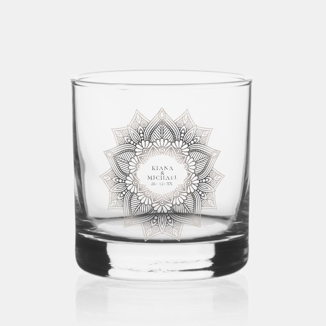 Mandala Lace Wedding Neutrals ID478 Whiskyglas (Vorderseite)
