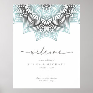 Mandala Lace Wedding Welcome Lt. Blue ID968 Poster